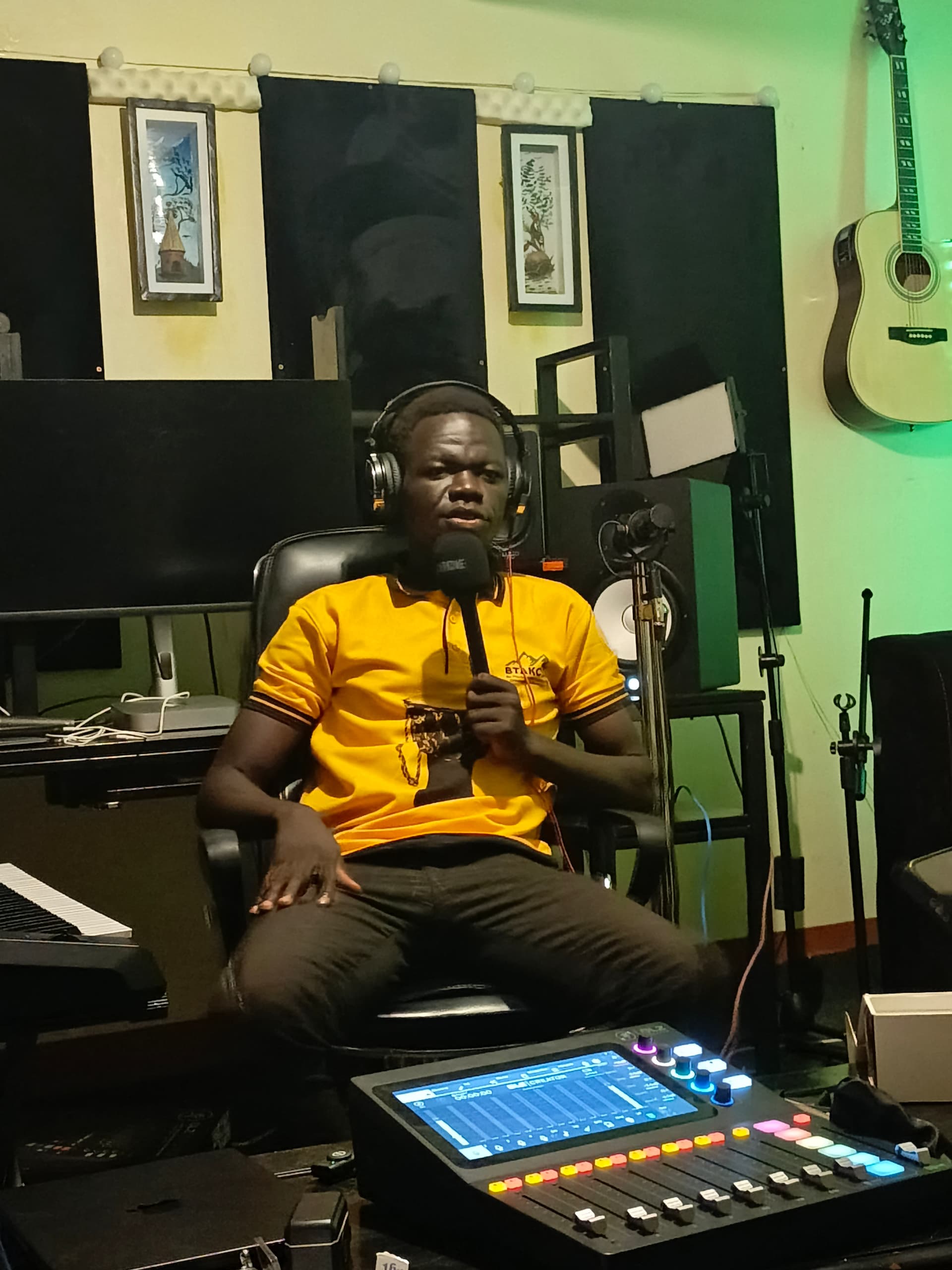 Music producer working in a production studio