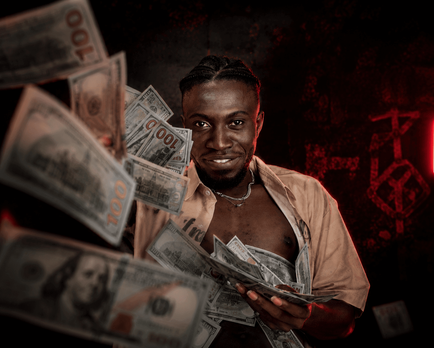 Zibkingboye performance portrait with cash